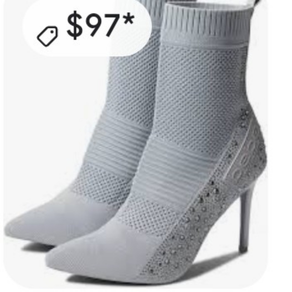 Grey Bebe Joselyn Ankle Bootie.Knit ribbed upper.size 10 m